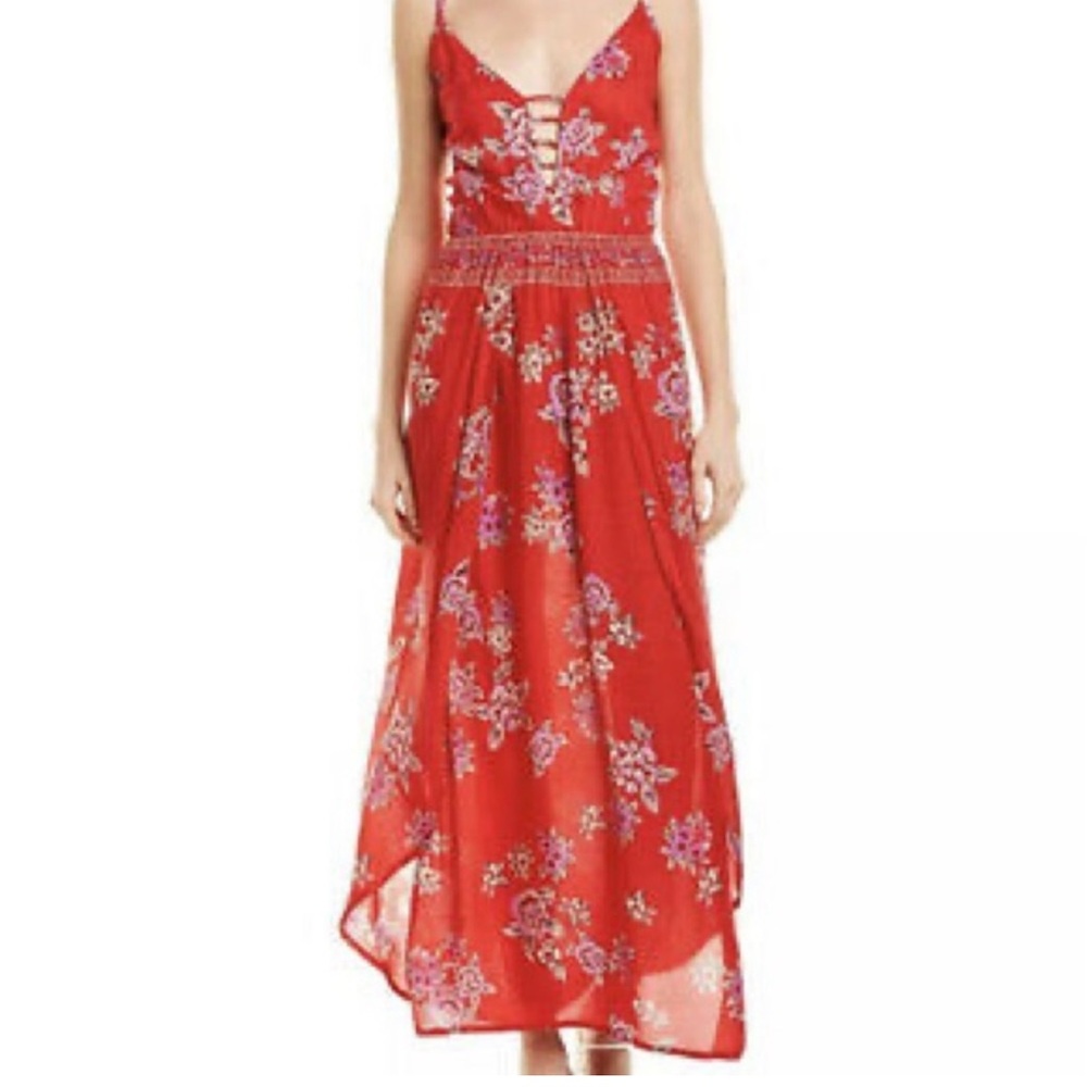 NWT Tiara Hawaii Red Floral Coverup Dress Size M/L (video)